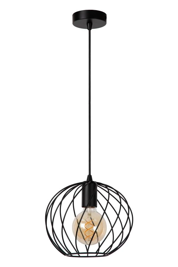 Lucide DANZA - Pendant light - Ø 25 cm - 1xE27 - Black - off